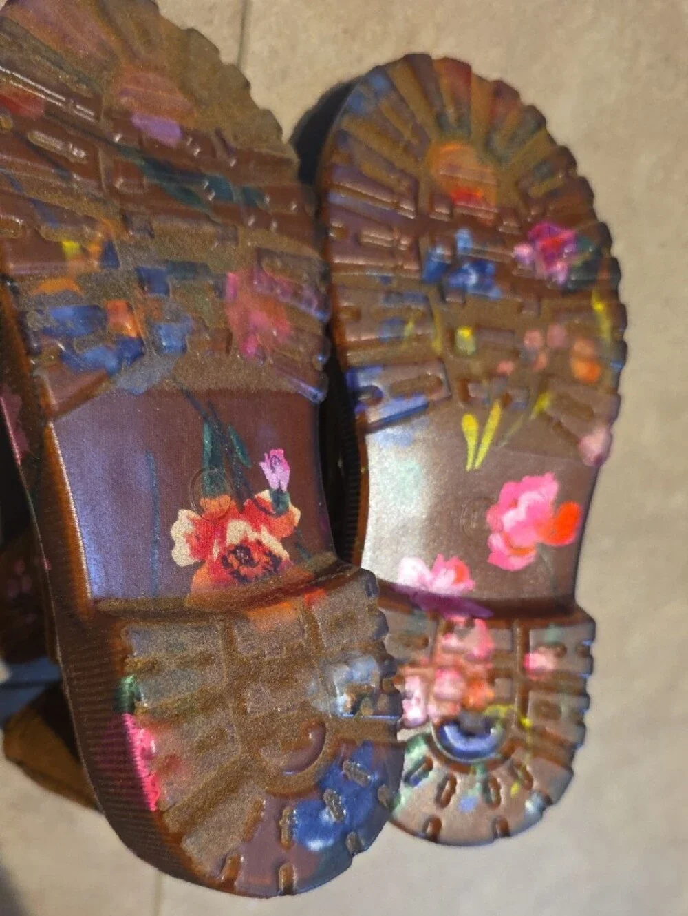 Steve Madden Brown Floral Kids Ankle Boots. Size 11